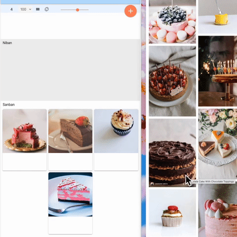 Screenshot of selecting cakes on the Banban Board