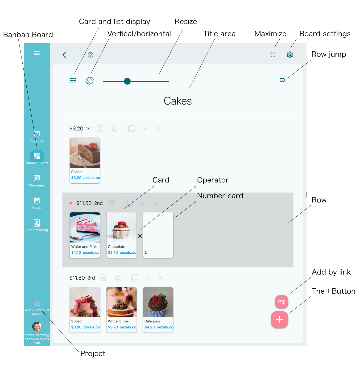 Captura de pantalla de un proyecto para Banban board