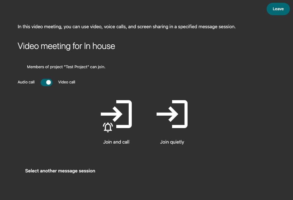 Video meeting preparation screen