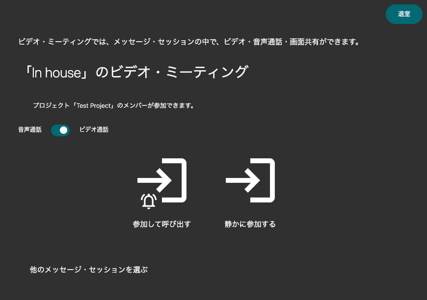 ビデオ・ミーティングの準備画面